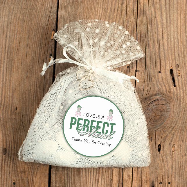 Love Is a Perfect Match Tennis Bridal Shower Favor Classic Round Sticker (Creator Uploaded)