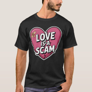 Love Is a Scam Anti Valentine Heart T-Shirt