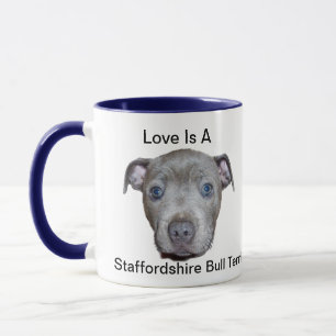 Love Is A Staffy Logo And Puppy Mug