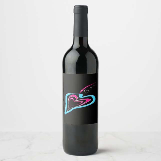 Love is a trail of hearts  wine label (Front)