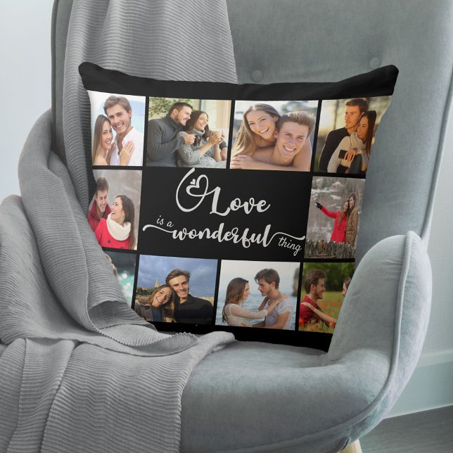 Love is a Wonderful Thing Black Grey 10 Photo Cushion (Creator Uploaded)