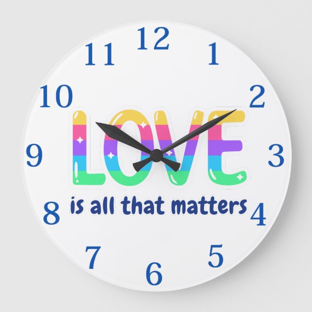 LOVE IS ALL THAT MATTERS. Pride & Diversity Large Clock (Front)