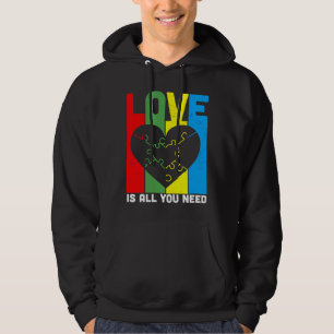 Love Is All You Need Autism Heart Puzzle Hoodie