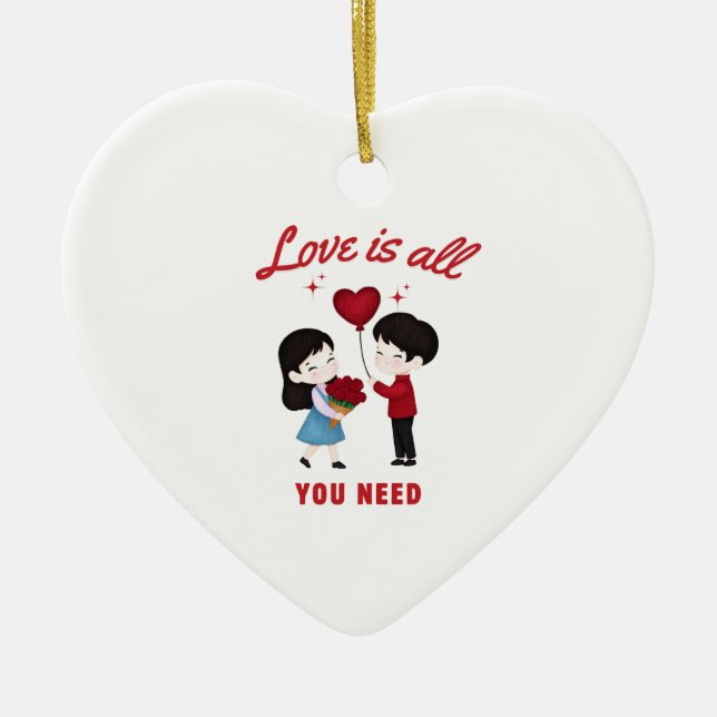 Love Is All You Need Ceramic Tree Decoration (Front)