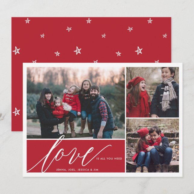 LOVE is all you need Christmas Holiday Photo Card (Front/Back)