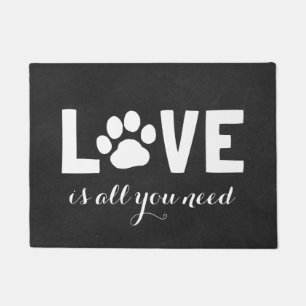LOVE is all you need   Dog Paw Print Custom Doormat