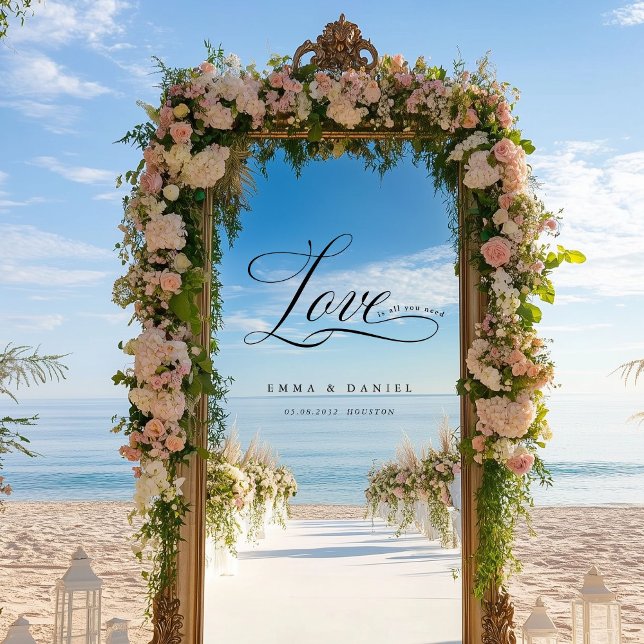 Love is all you need! Elegant, wedding (Love is all you need! Elegant, wedding, window cling with your names and date.)