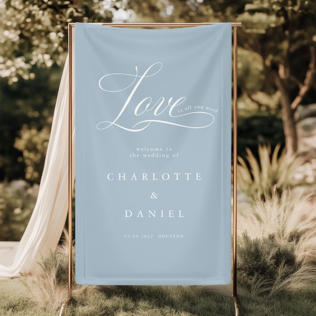 Love is all you need! Elegant, wedding Banner (Love is all you need! Personalized, Elegant, welcome, wedding Banner with your names and date.)