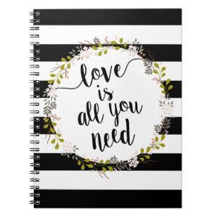 Love is all you need... Garden Floral Wreath Spiral Notebook