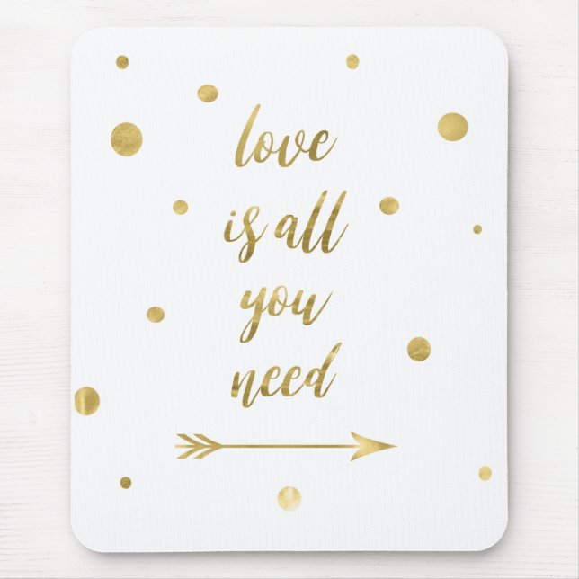 Love is all you need gold dots mouse pad (Front)