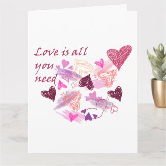 Love is all you need hearts customize inside text card