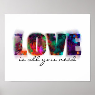 love is all you need poster colourful text
