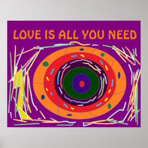 Love is all you need purple and orange art decor