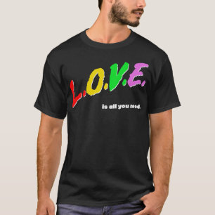 Love Is All You Need Rainbow Retro Typography Desi T-Shirt