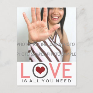 Love Is All You Need Red Heart Coral Grey Photo Postcard