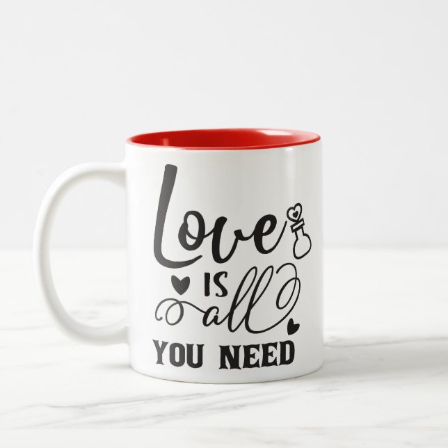 Love is All You Need Two-Tone Coffee Mug (Left)