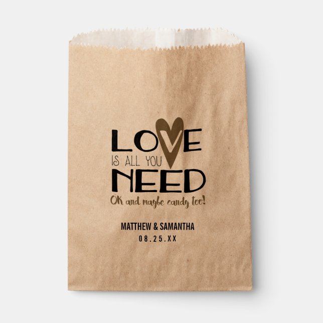 Love is all you Need Wedding Candy Bar Buffet Favour Bags (Front)
