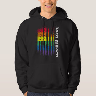 Love Is American Flag Rainbow Gay Lgbtq Lgbt Pride Hoodie