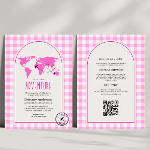 Love is an Adventure Gingham Bridal Shower  Invitation