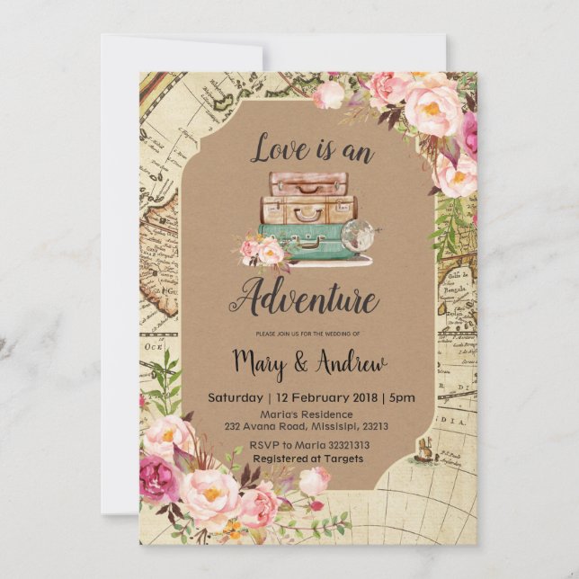 Love is an Adventure Wedding Invitation (Front)