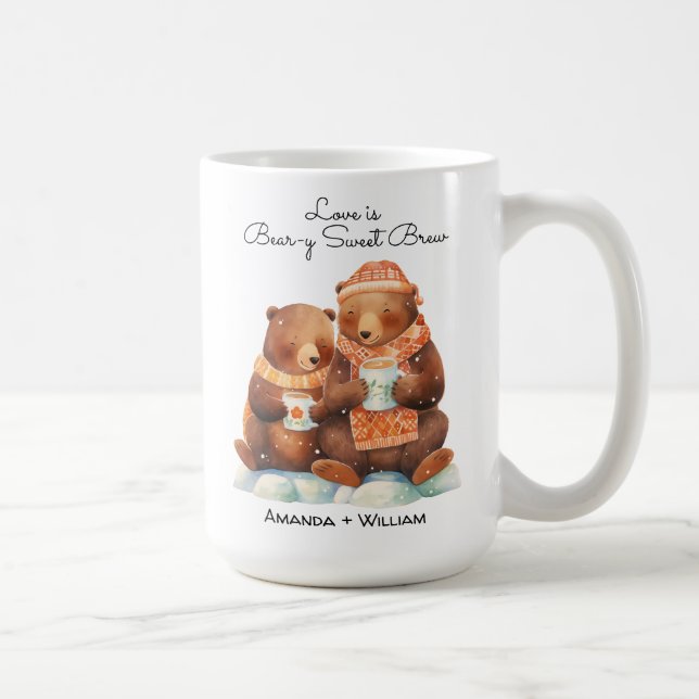 Love is Bear-y Sweet Cute Cartoon Cuddle Coffee Mug (Right)