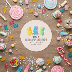 Love Is Beary Sweet Candyland Bridal Shower Round Paper Coaster
