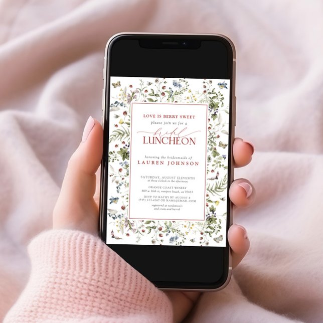 Love Is Berry Sweet Elegant Floral Bridal Luncheon Invitation (Creator Uploaded)