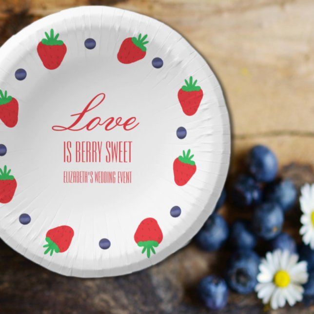 Love Is Berry Sweet Fruit Bridal Shower Paper Plate (Creator Uploaded)