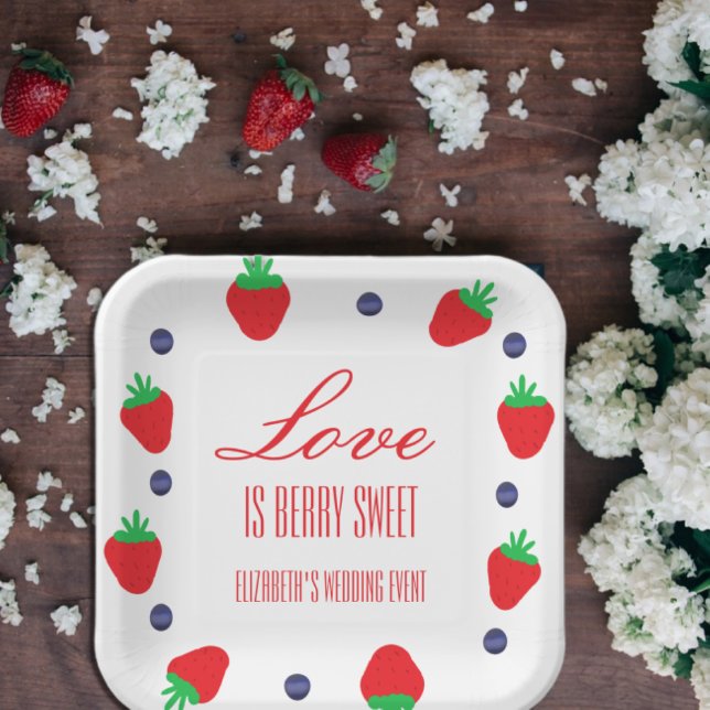 Love Is Berry Sweet Fruit Bridal Shower Paper Plate (Creator Uploaded)