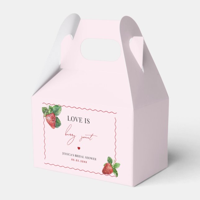 Love is Berry Sweet Pink Strawberry Bridal Shower Favour Box (Front Side)