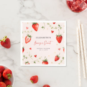 Love is Berry Sweet Strawberry Theme Bridal Shower Napkin
