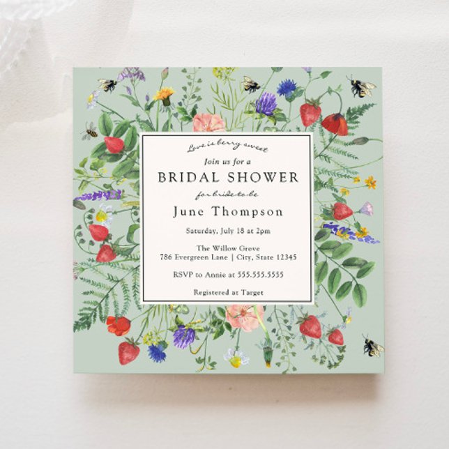 Love is Berry Sweet Wildflower Bridal Shower Invitation (Creator Uploaded)