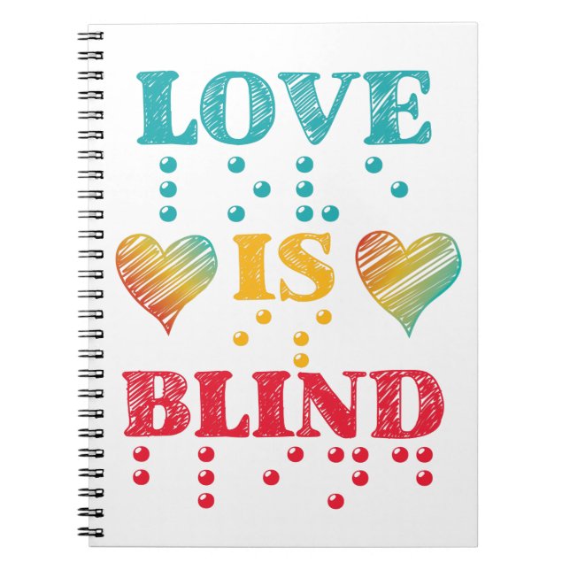 Love Is Blind Braille Hearts Notebook (Front)