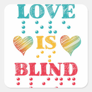 Love Is Blind Braille Hearts Square Sticker