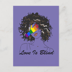 Love Is Blind, LGBT Hand Drawn Pretty Girl, Funny  Postcard