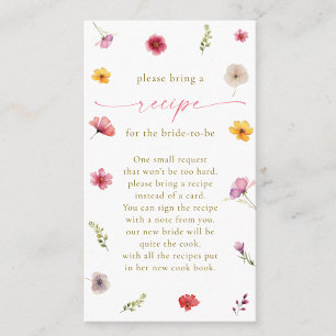 Love is Blooming Bridal Shower Recipe Request Enclosure Card