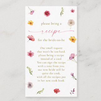 Love is Blooming Bridal Shower Recipe Request Enclosure Card