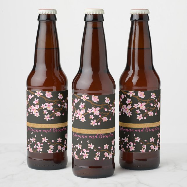 Love is Blooming Cherry Blossom     Beer Bottle Label (Bottles)