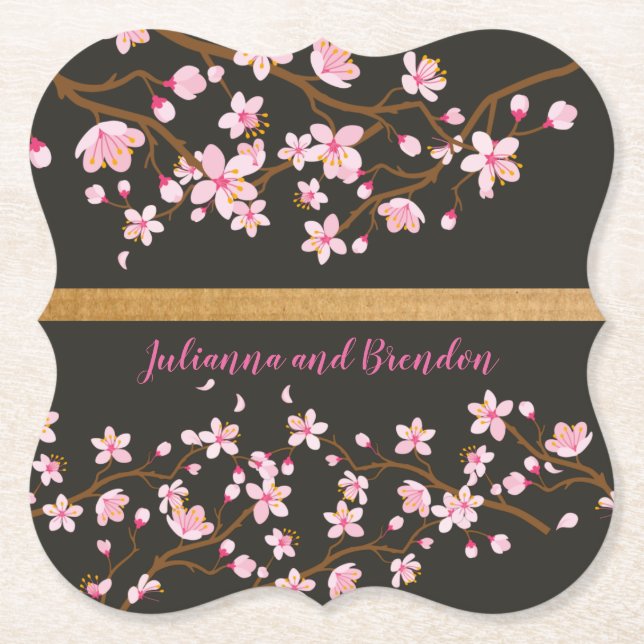 Love is Blooming Cherry Blossom   Paper Coaster (Front)