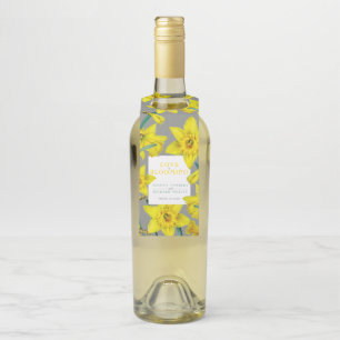 Love is blooming watercolor yellow spring wedding bottle tag
