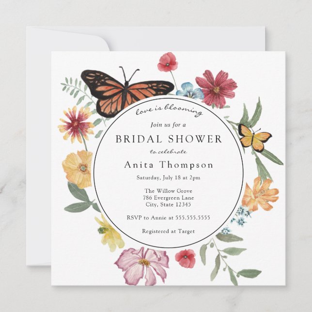 Love is Blooming Wildflower Bridal Shower Invitation (Front)