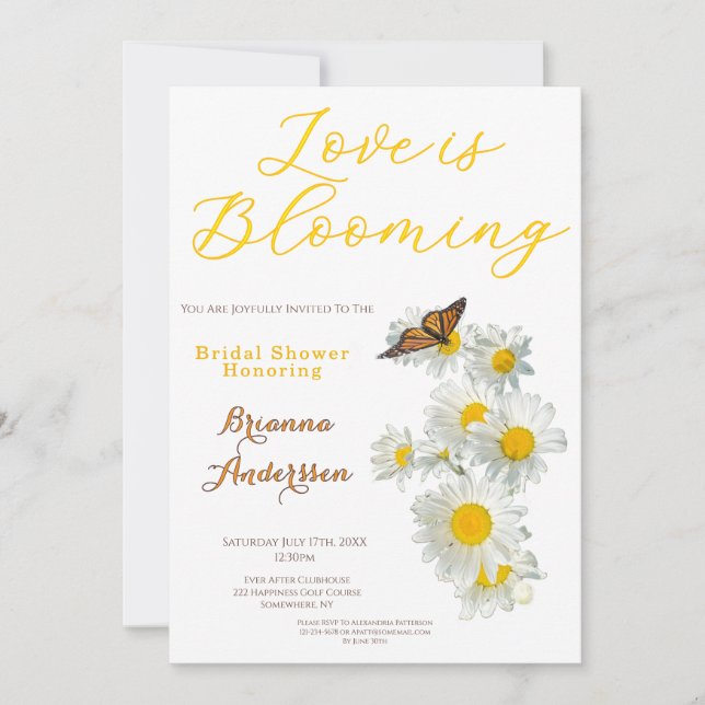 Love Is Blooming Wildflower Daisy Bridal Shower Invitation (Front)