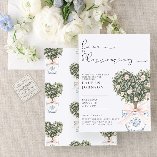 Love is Blossoming Chinoiserie Pink Bridal Shower Invitation (Creator Uploaded)