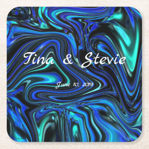 Love Is Blue Square Paper Coaster