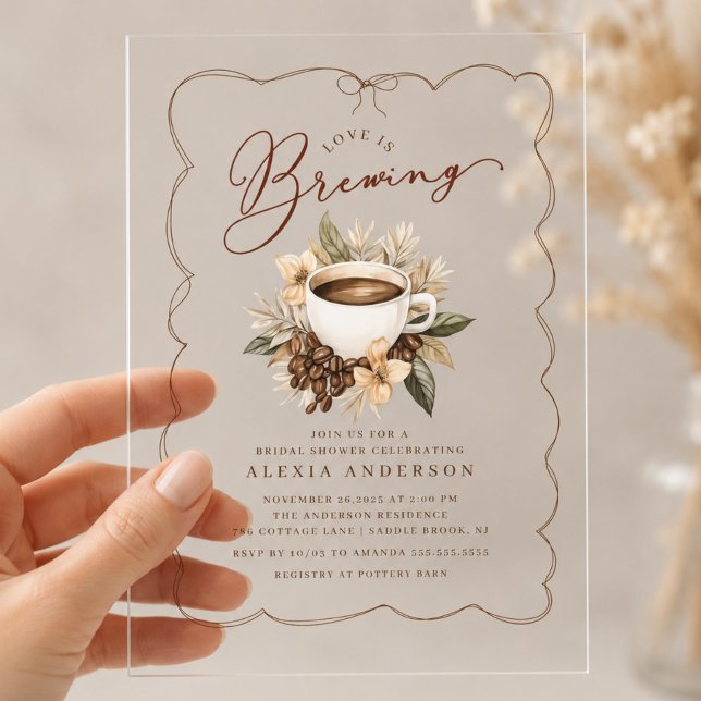 Love Is Brewing Acrylic Bridal Shower Invitation (Creator Uploaded)