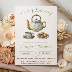 Love is Brewing, Afternoon Tea, Bridal Shower Invitation