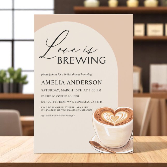 Love is Brewing Arch Coffee Bridal Shower Invitation (Creator Uploaded)