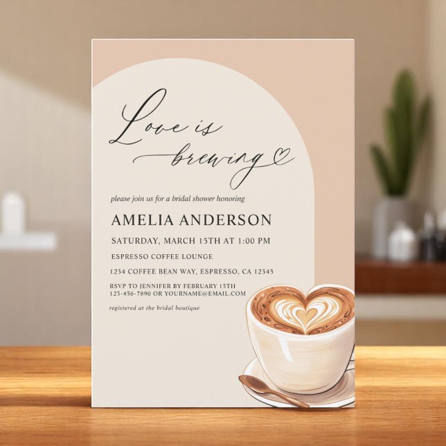 Love is Brewing Arch Coffee Cafe Bridal Shower Invitation (Creator Uploaded)