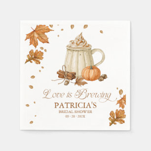 Love Is Brewing Autumn Leaves Fall Bridal Shower Napkin