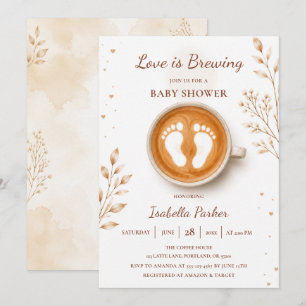Love Is Brewing Baby Feet Shower Invitation